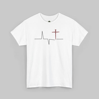 ✝️ Heartbeat Cross Tee — Faith-Inspired Minimalist T-Shirt