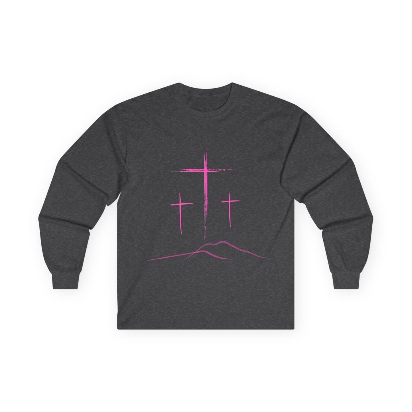 Long Sleeve Tee - Minimal 3 Pink Cross Design