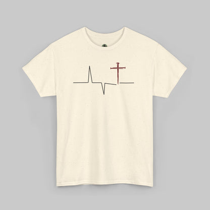 ✝️ Heartbeat Cross Tee — Faith-Inspired Minimalist T-Shirt
