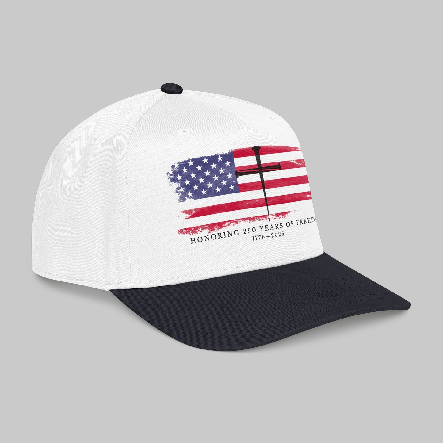 ✝️ Faith, Worn Daily Patriotic Cross Hat — 250 Years of Freedom Edition (1776–2026)