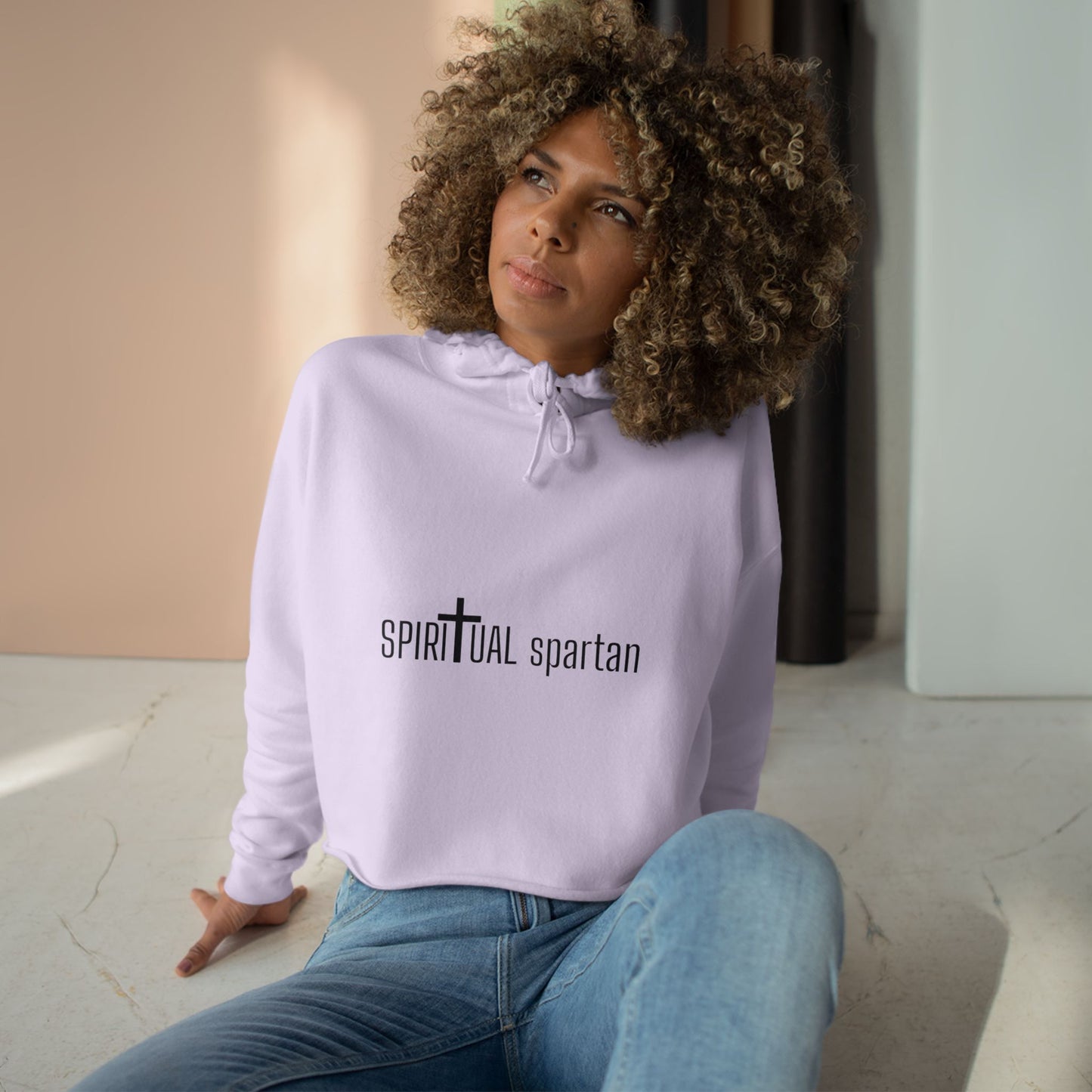 Spiritual Spartan Crop Hoodie — Bold Spiritual Design