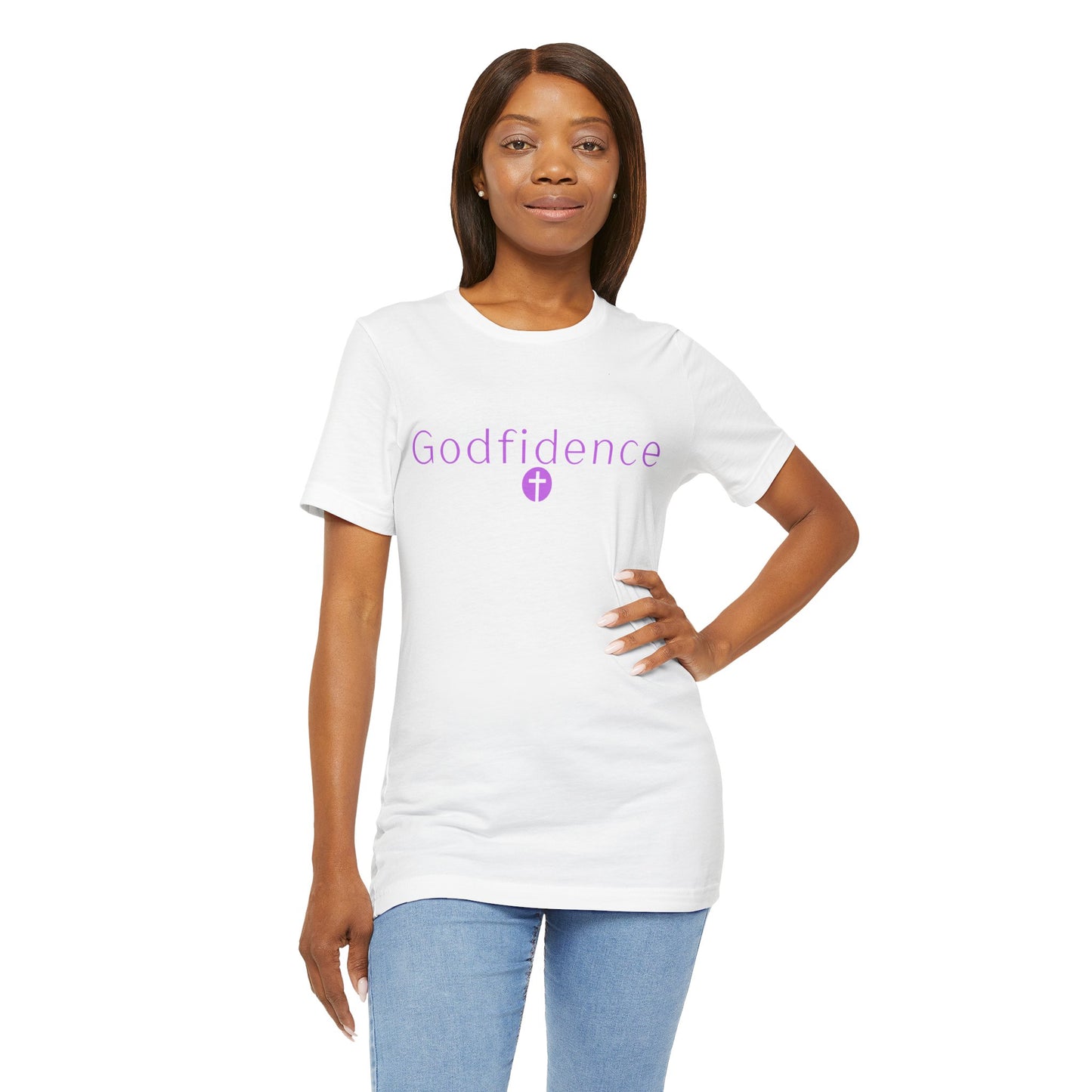 💜 Godfidence Christian Tee — 'Godfidence' Cross Faith T-Shirt | 💜 Optional Personalized Gift