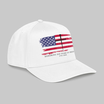✝️ Faith, Worn Daily Patriotic Cross Hat — 250 Years of Freedom Edition (1776–2026)