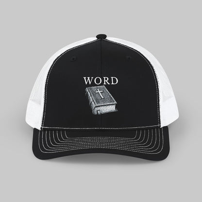 ✝️ WORD Trucker Hat – Embroidered Faith Snapback