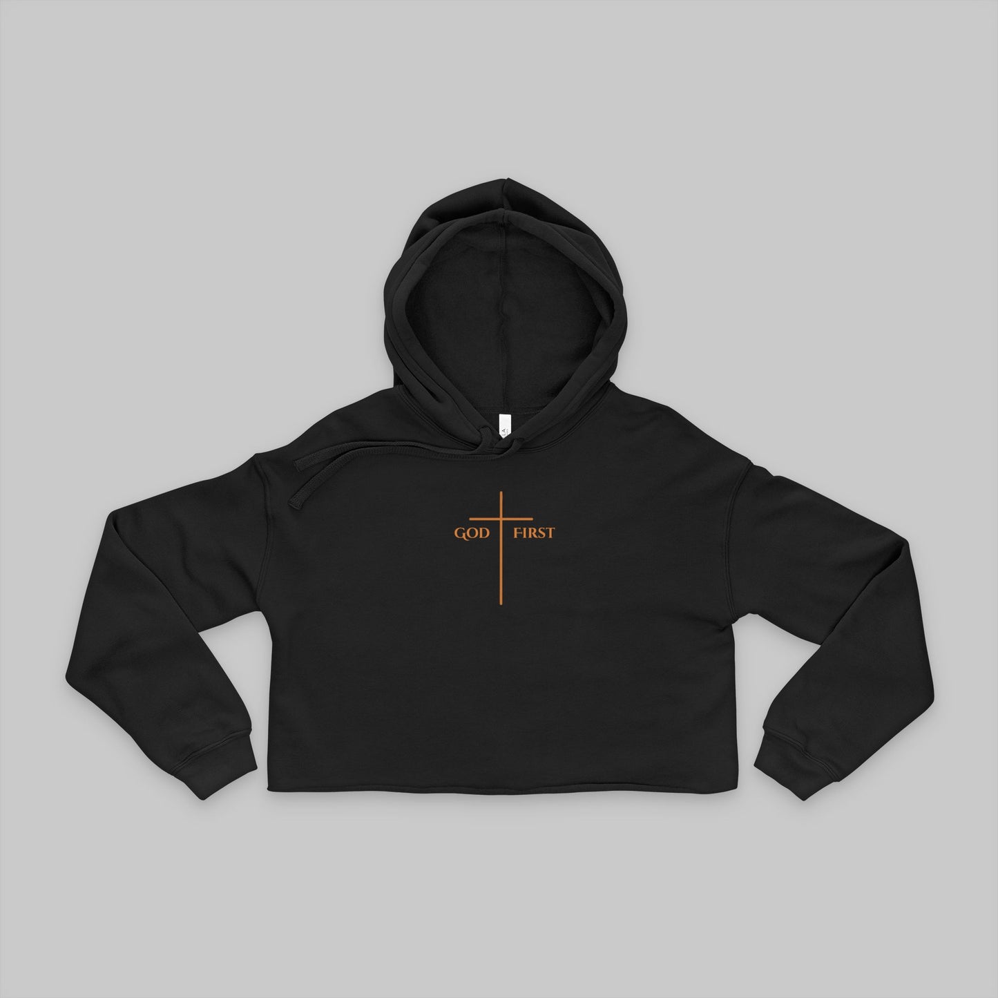 ✝️ God First Cropped Hoodie | Minimal Cross Design