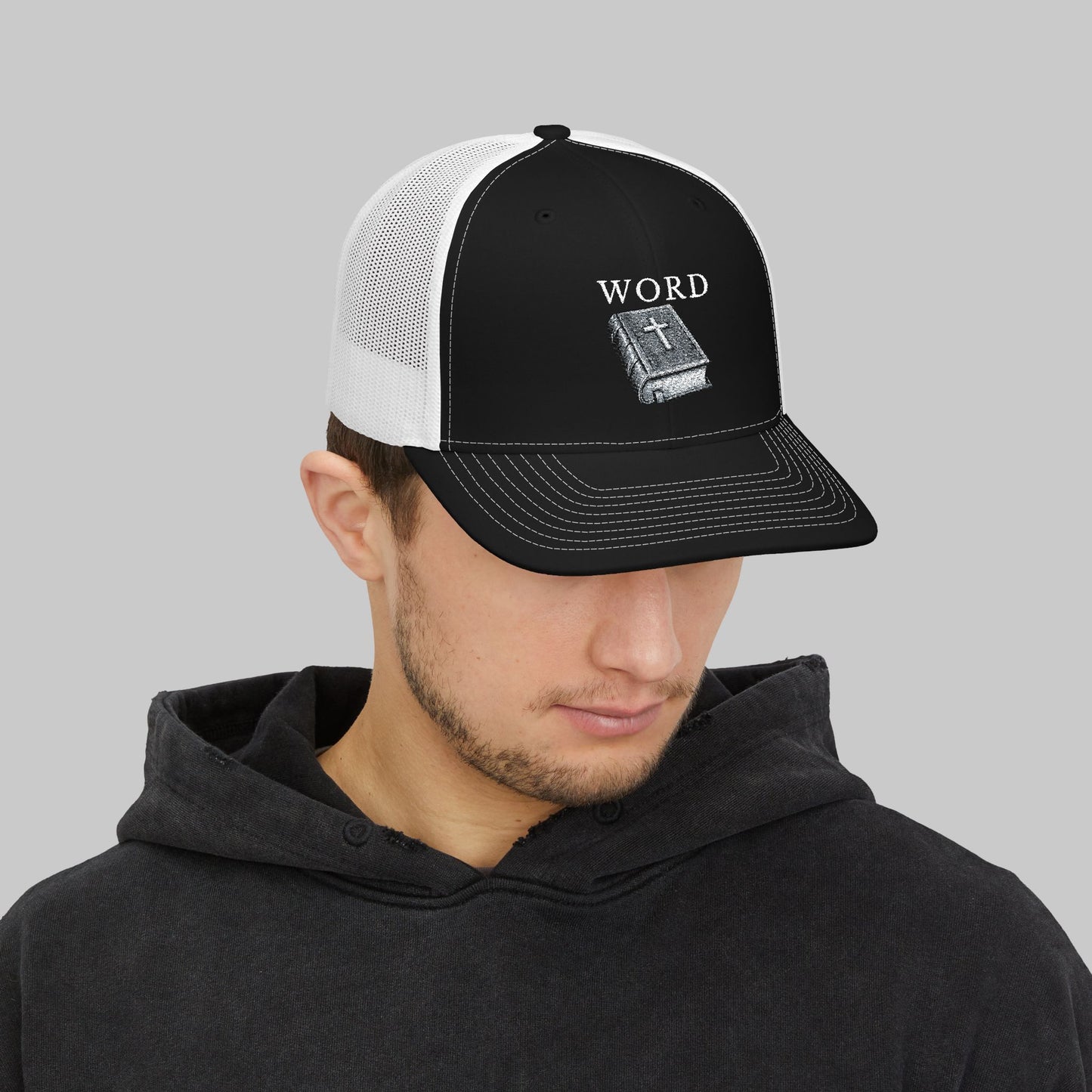 ✝️ WORD Trucker Hat – Embroidered Faith Snapback
