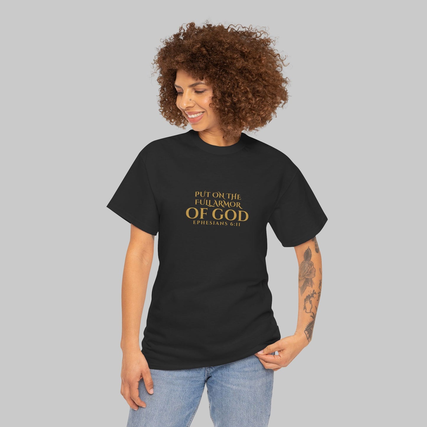 ✝️  Armor of God Christian T-Shirt — Minimal Faith Statement (Optional Personalization)