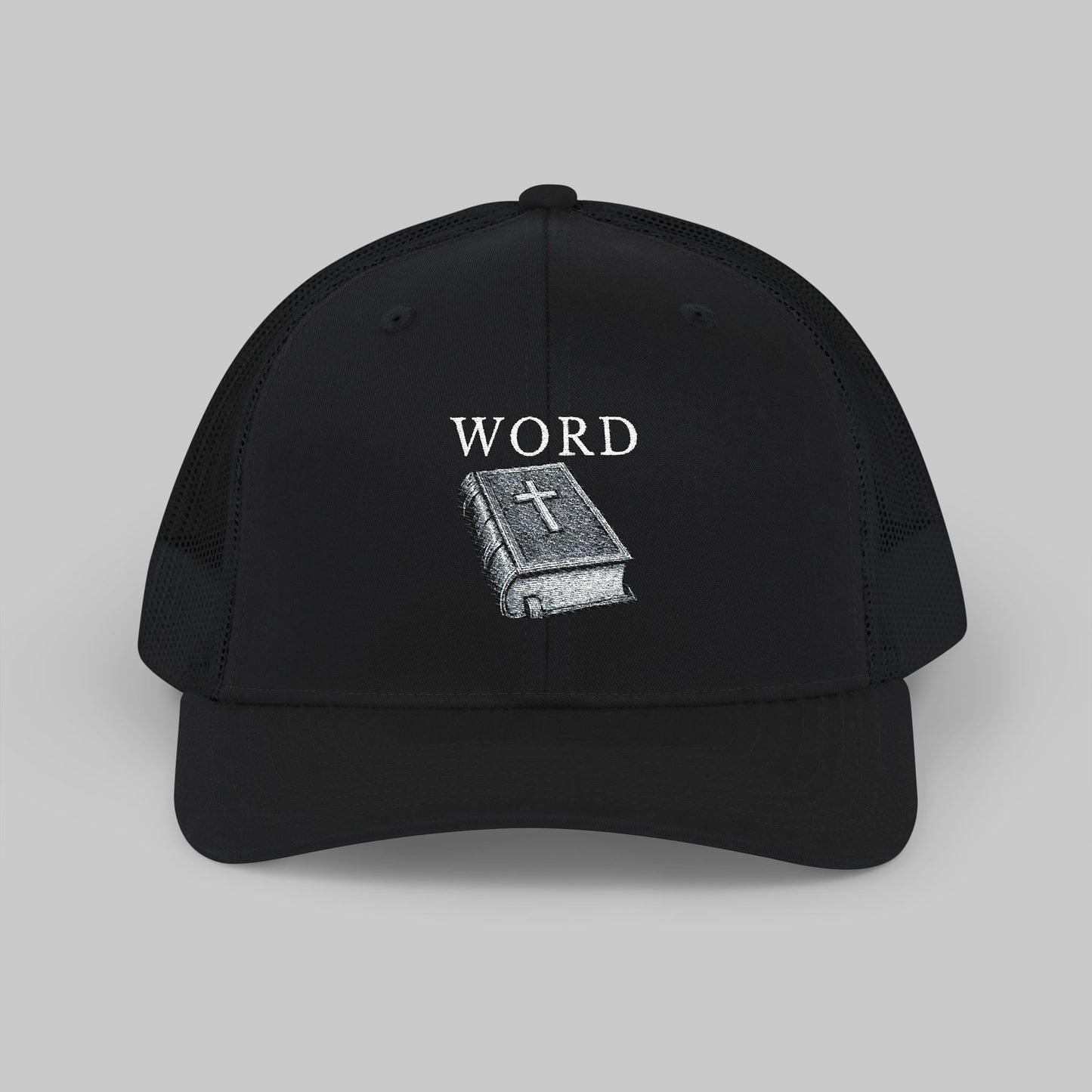 ✝️ WORD Trucker Hat – Embroidered Faith Snapback