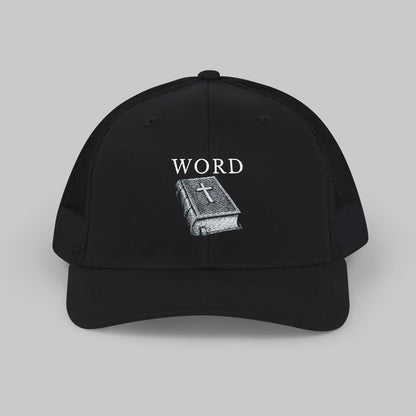 ✝️ WORD Trucker Hat – Embroidered Faith Snapback