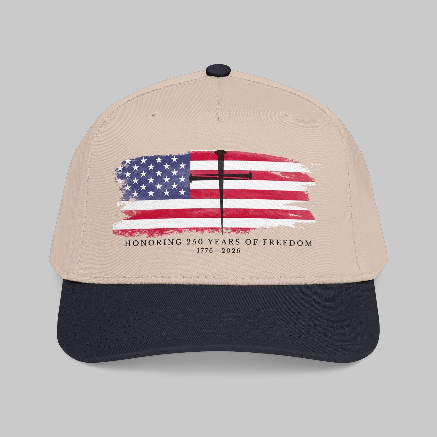 ✝️ Faith, Worn Daily Patriotic Cross Hat — 250 Years of Freedom Edition (1776–2026)