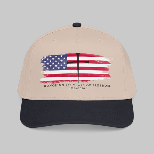 ✝️ Faith, Worn Daily Patriotic Cross Hat — 250 Years of Freedom Edition (1776–2026)