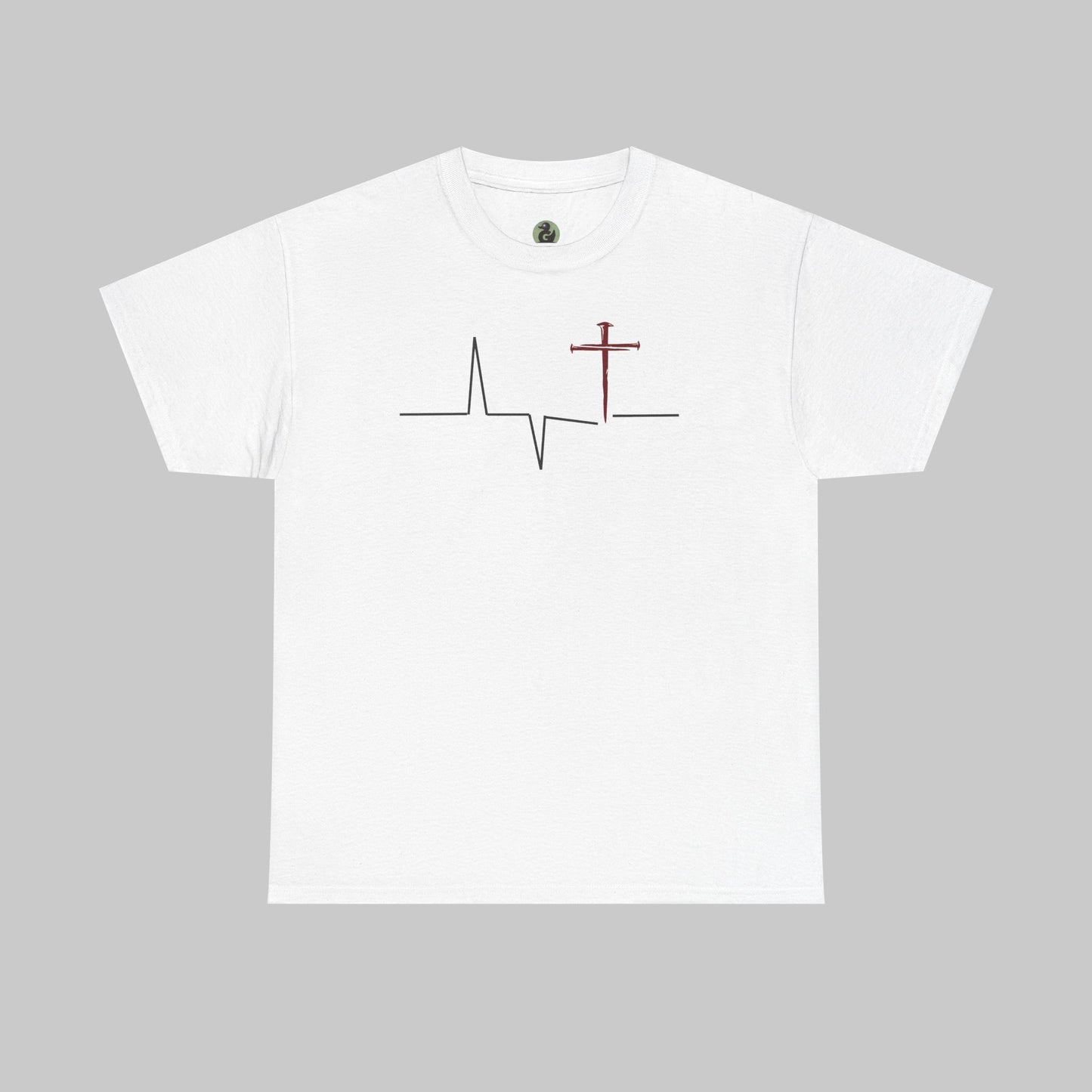 ✝️ Heartbeat Cross Tee — Faith-Inspired Minimalist T-Shirt