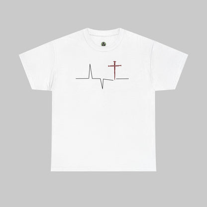 ✝️ Heartbeat Cross Tee — Faith-Inspired Minimalist T-Shirt