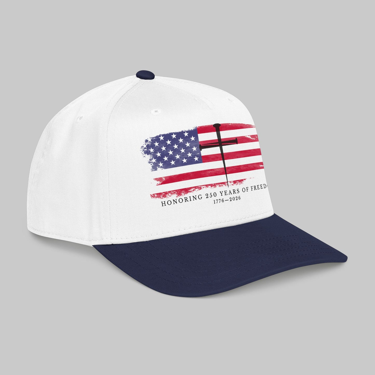 ✝️ Faith, Worn Daily Patriotic Cross Hat — 250 Years of Freedom Edition (1776–2026)