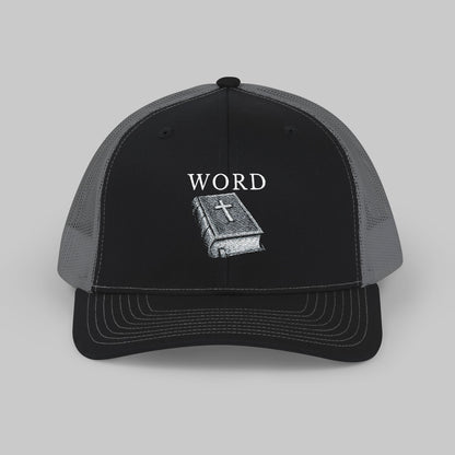 ✝️ WORD Trucker Hat – Embroidered Faith Snapback