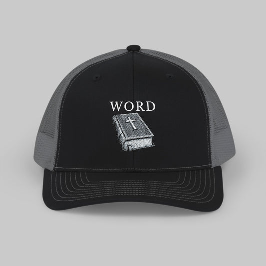 ✝️ WORD Trucker Hat – Embroidered Faith Snapback