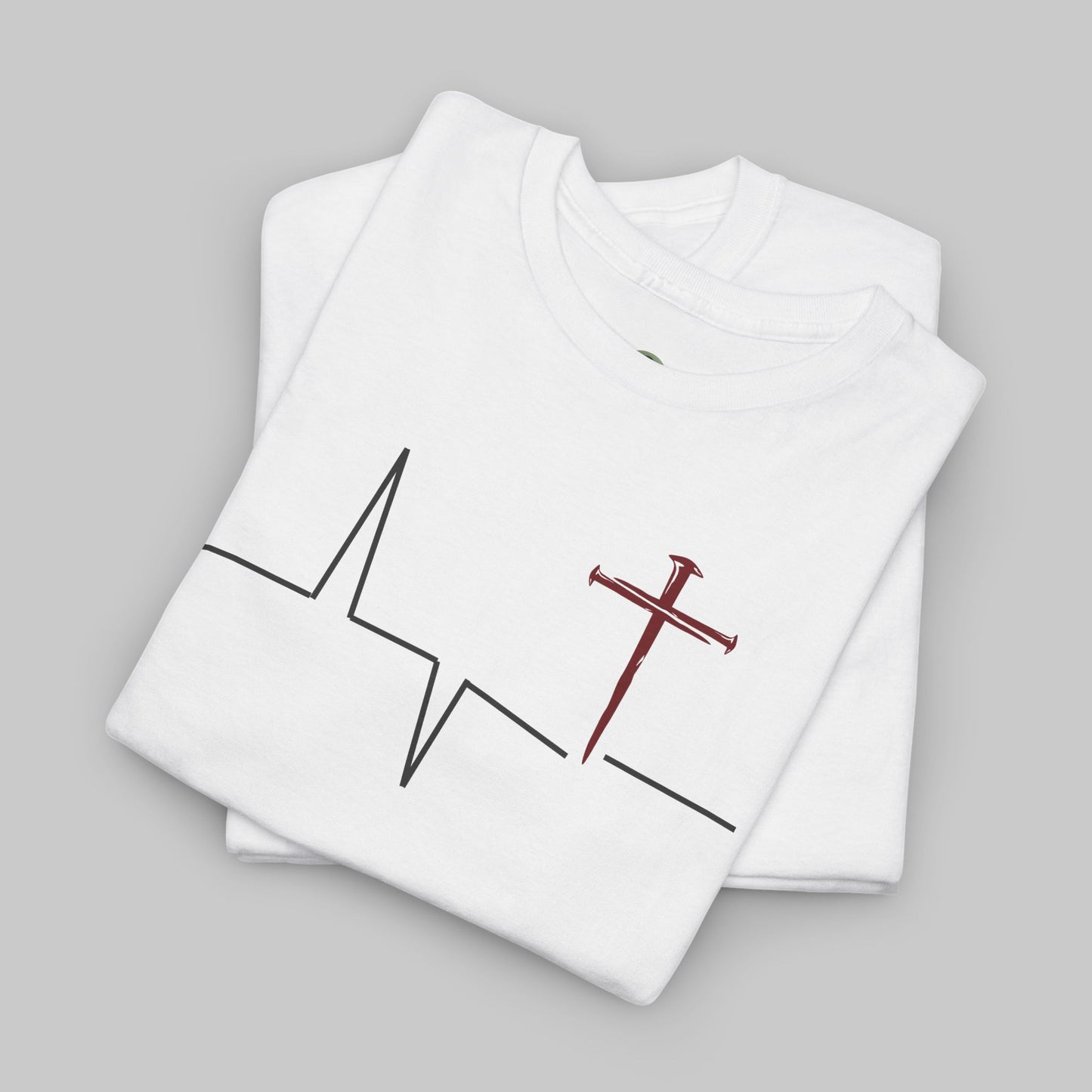 ✝️ Heartbeat Cross Tee — Faith-Inspired Minimalist T-Shirt