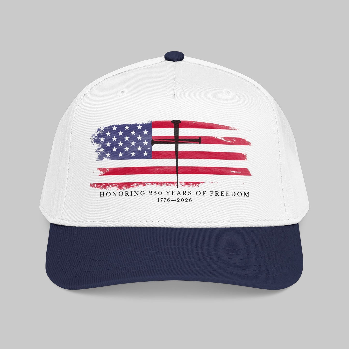✝️ Faith, Worn Daily Patriotic Cross Hat — 250 Years of Freedom Edition (1776–2026)