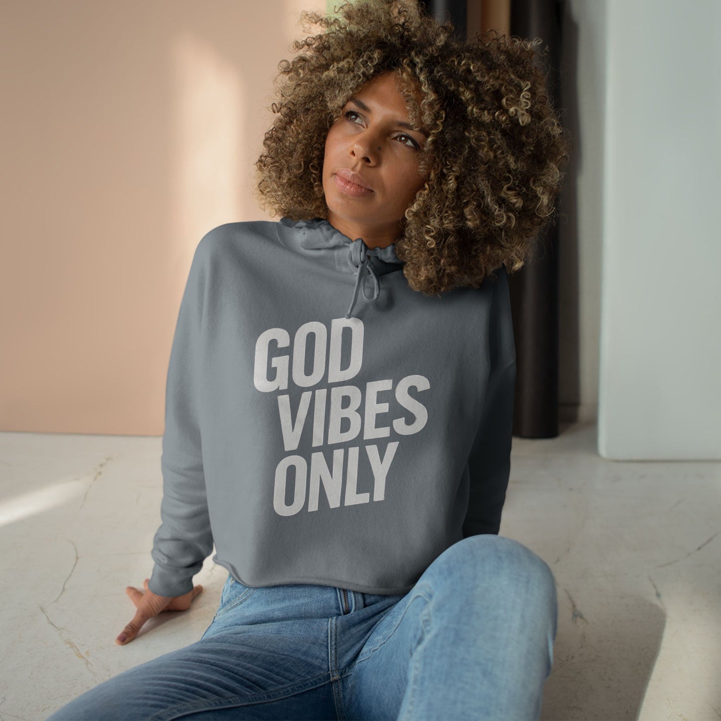"God Vibes Only" Crop Hoodie