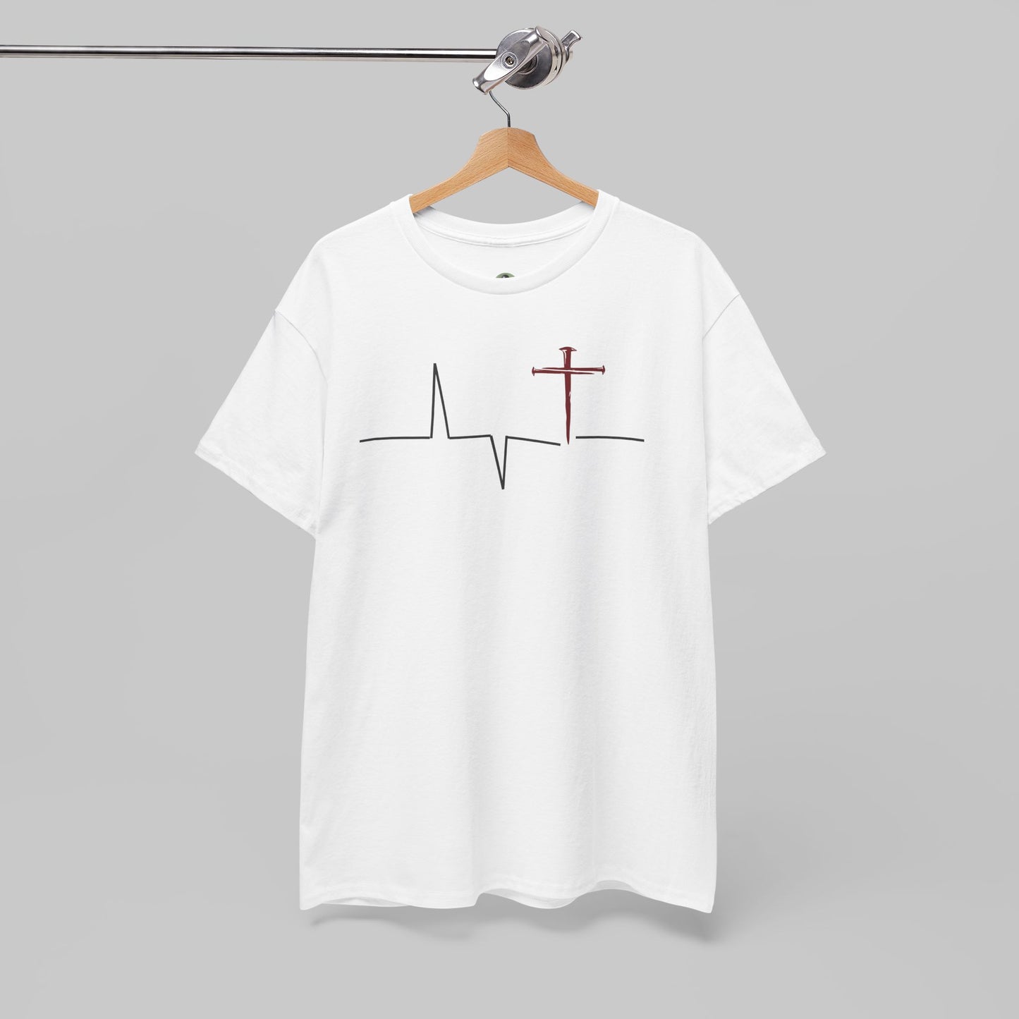 ✝️ Heartbeat Cross Tee — Faith-Inspired Minimalist T-Shirt