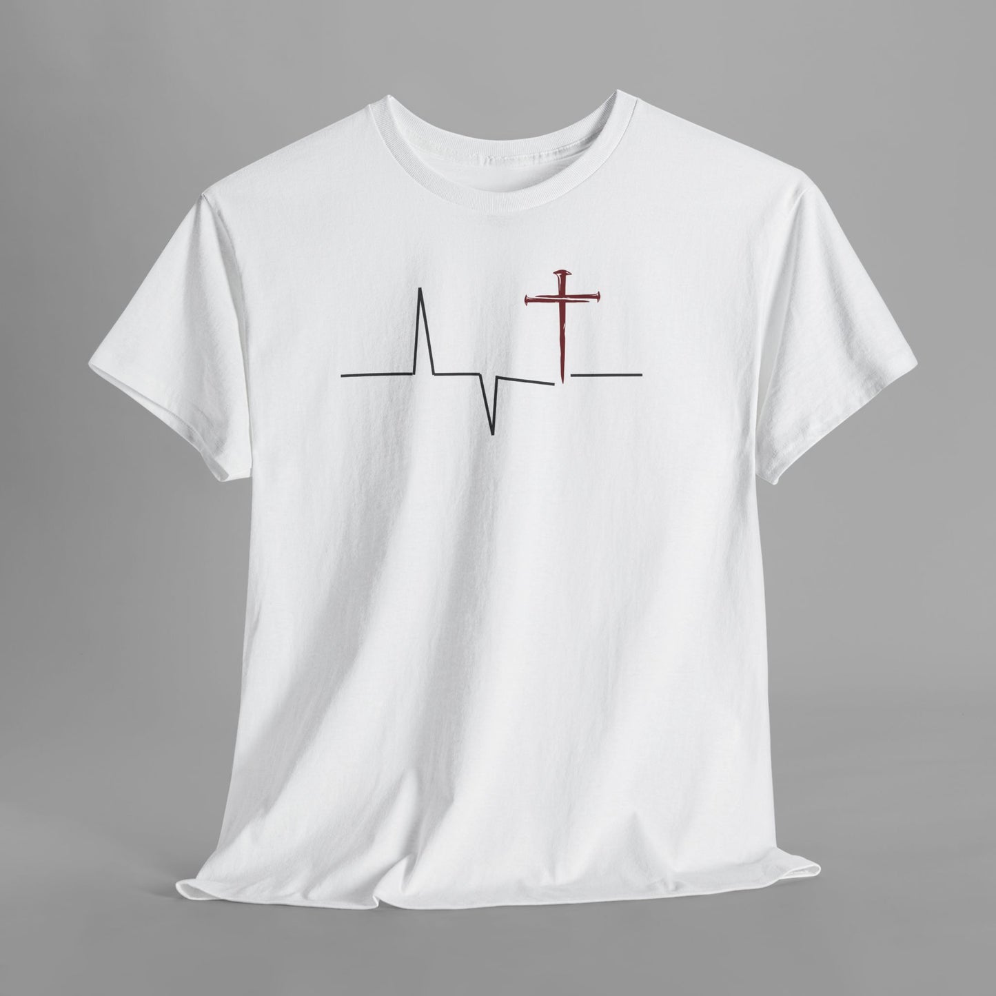 ✝️ Heartbeat Cross Tee — Faith-Inspired Minimalist T-Shirt