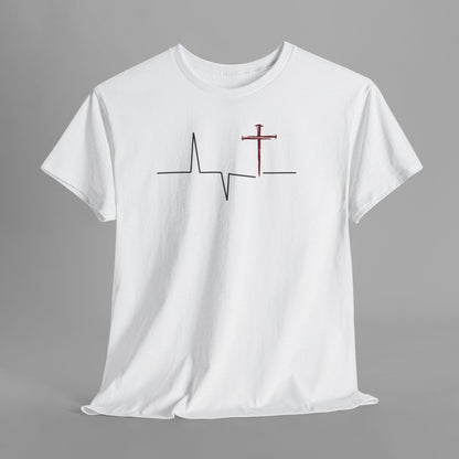 ✝️ Heartbeat Cross Tee — Faith-Inspired Minimalist T-Shirt