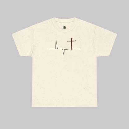 ✝️ Heartbeat Cross Tee — Faith-Inspired Minimalist T-Shirt