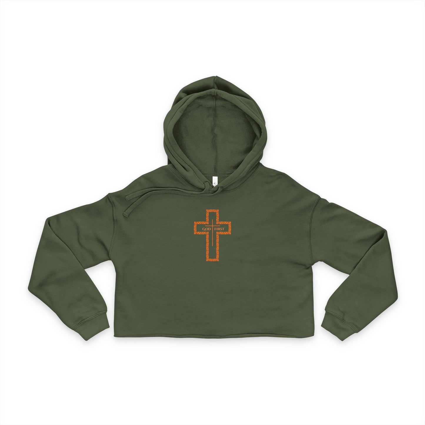 God First Cropped Hoodie | Minimal Cross Design | Personalizable Gift