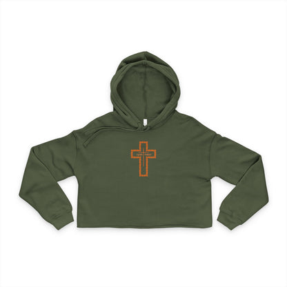 God First Cropped Hoodie | Minimal Cross Design | Personalizable Gift