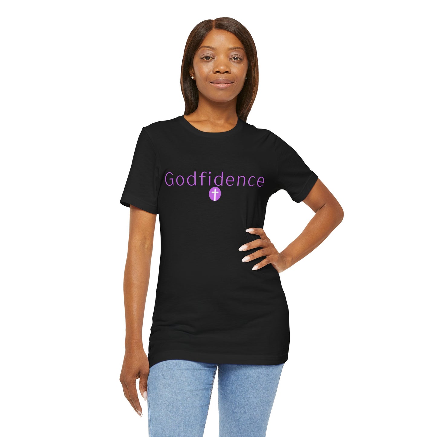 💜 Godfidence Christian Tee — 'Godfidence' Cross Faith T-Shirt | 💜 Optional Personalized Gift