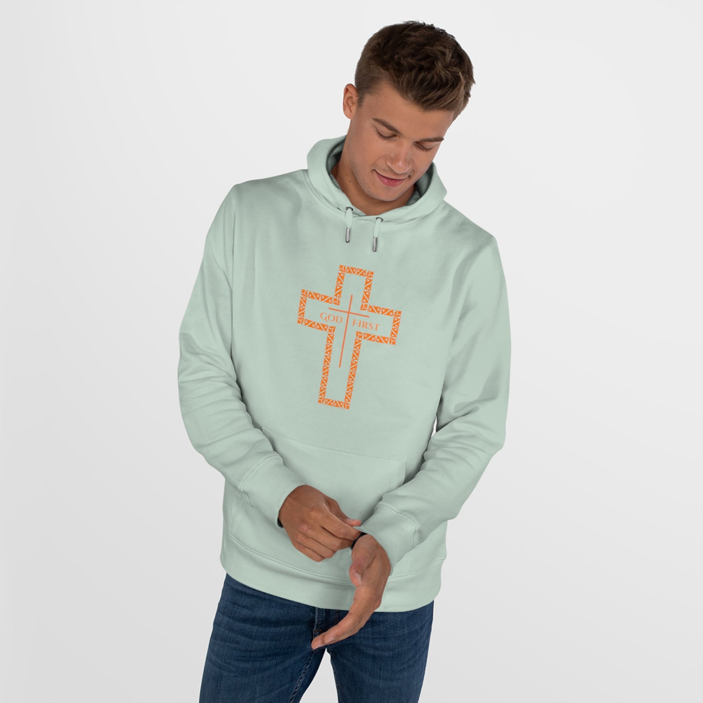 King Hooded Sweatshirt – God First Cross Design
