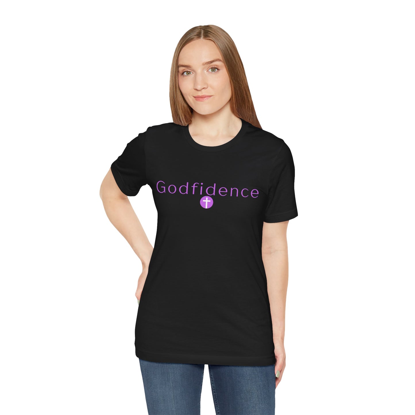 💜 Godfidence Christian Tee — 'Godfidence' Cross Faith T-Shirt | 💜 Optional Personalized Gift