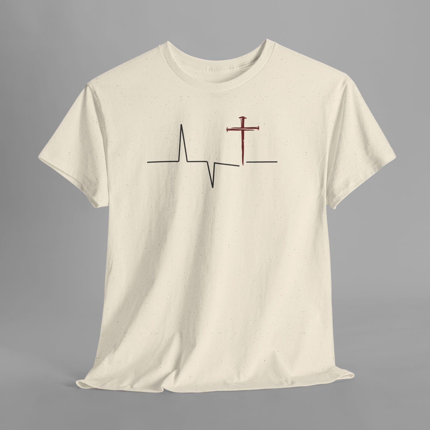 ✝️ Heartbeat Cross Tee — Faith-Inspired Minimalist T-Shirt