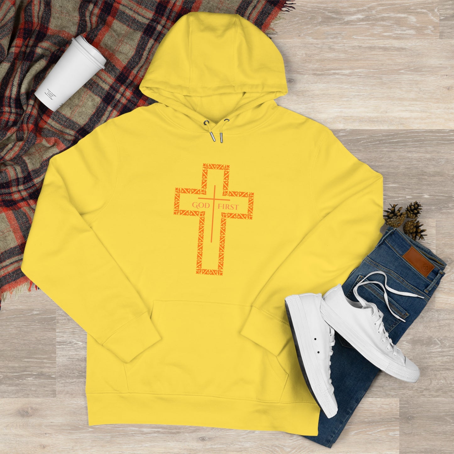 King Hooded Sweatshirt – God First Cross Design