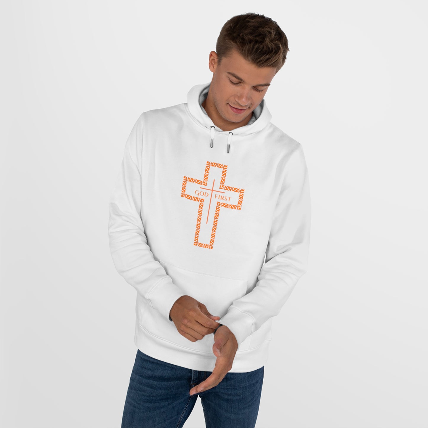 King Hooded Sweatshirt – God First Cross Design