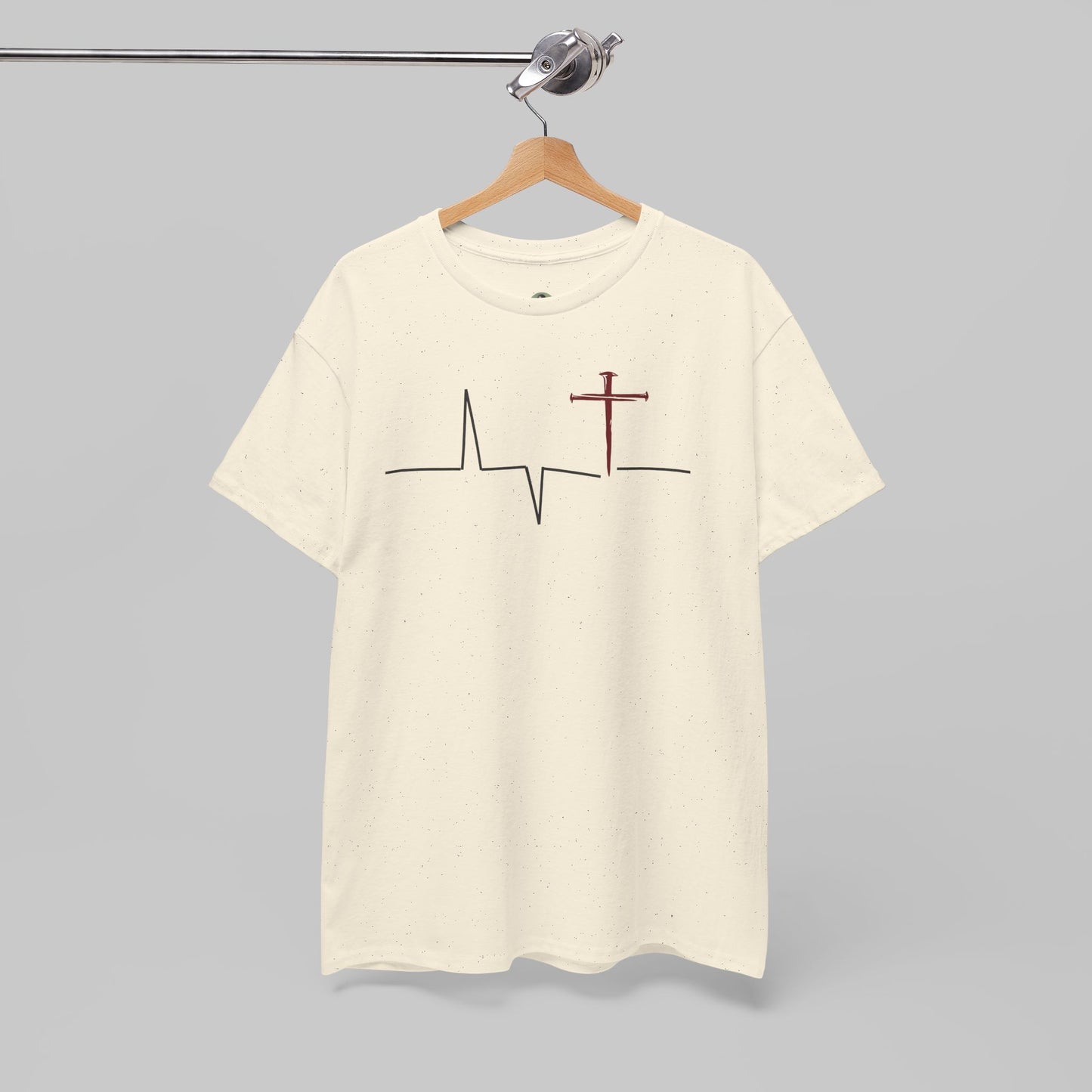 ✝️ Heartbeat Cross Tee — Faith-Inspired Minimalist T-Shirt