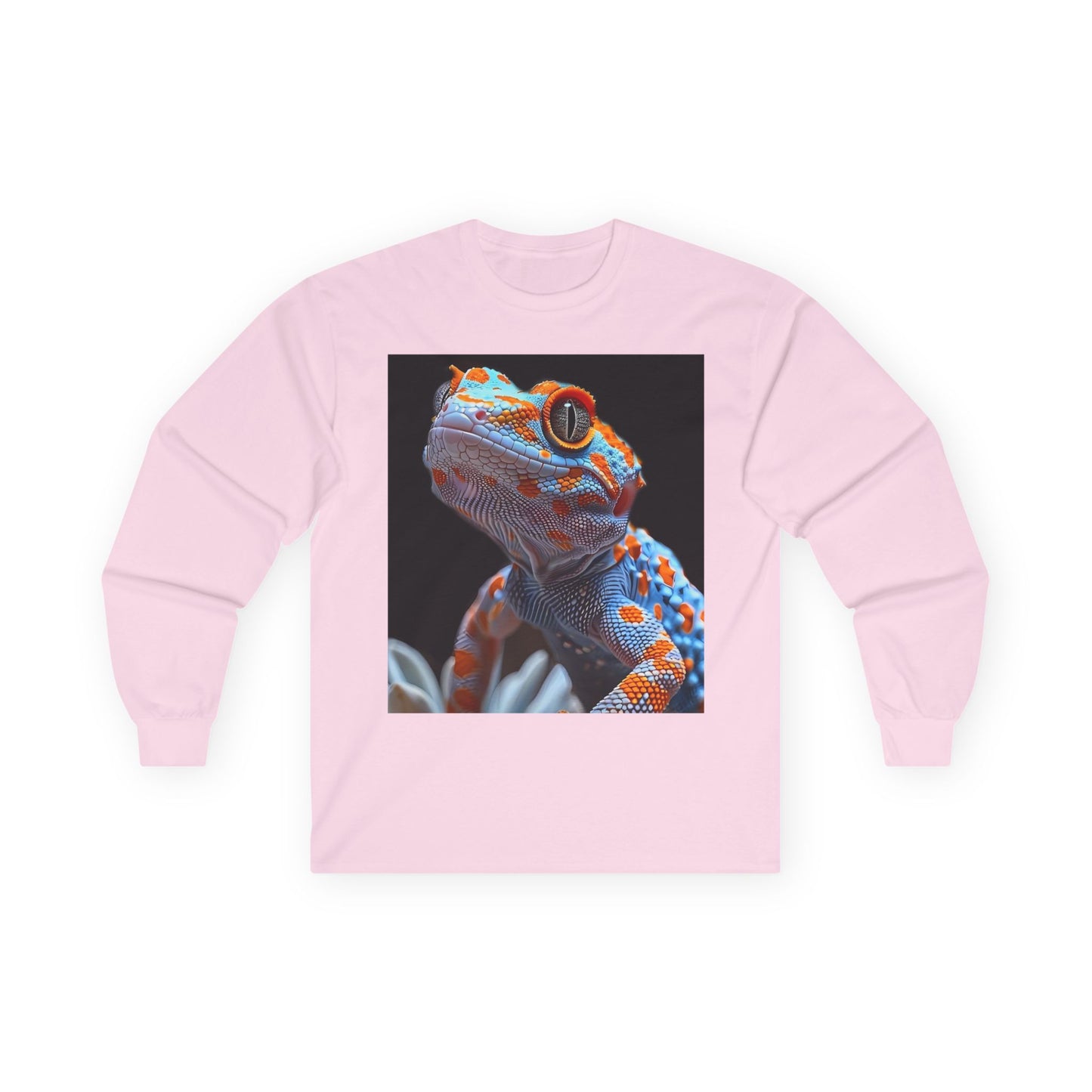 Long Sleeve T-Shirt - Black Shirt Bright Colors with Lizard
