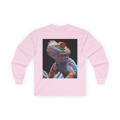 Long Sleeve T-Shirt - Black Shirt Bright Colors with Lizard