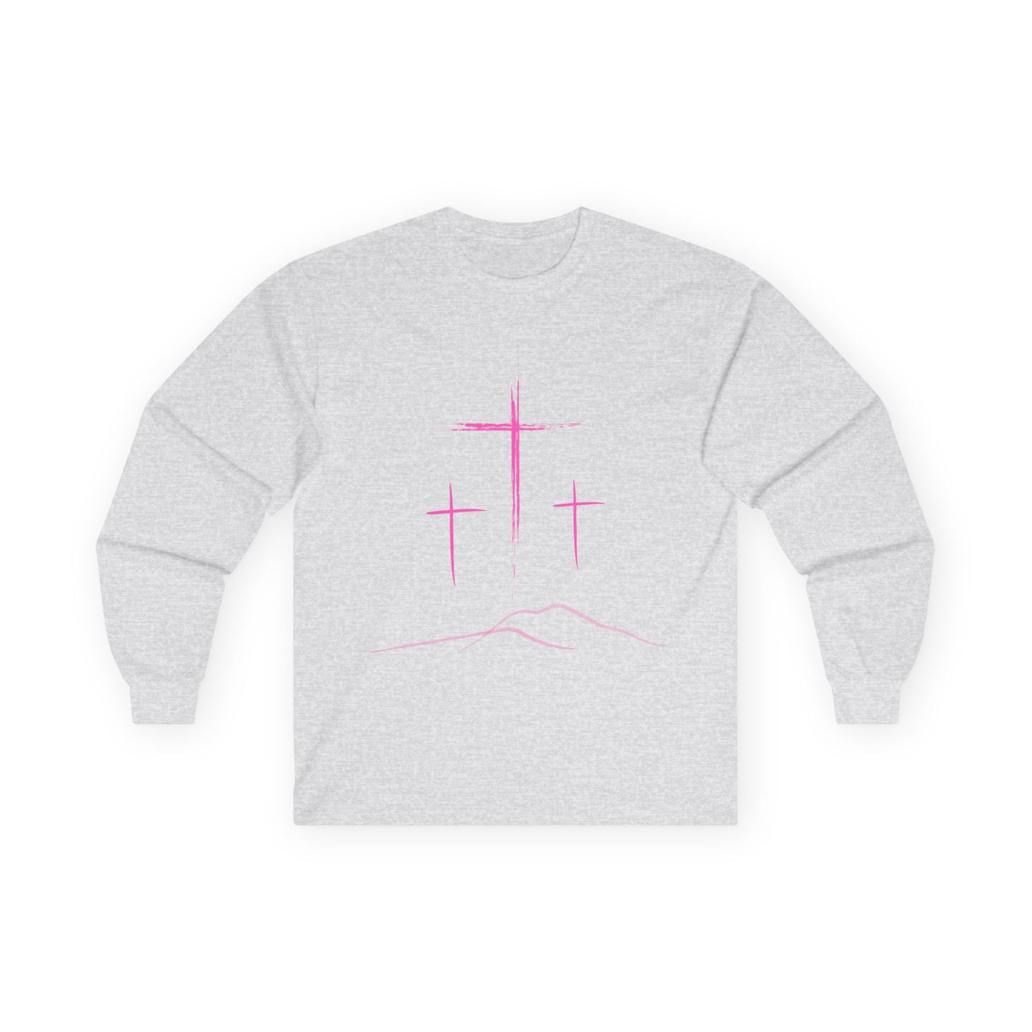 Long Sleeve Tee - Minimal 3 Pink Cross Design