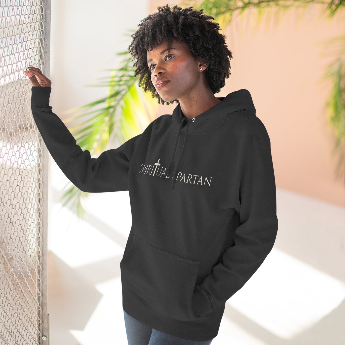 ✝️ Spiritual Spartan Hoodie — Minimal Christian Warrior Pullover