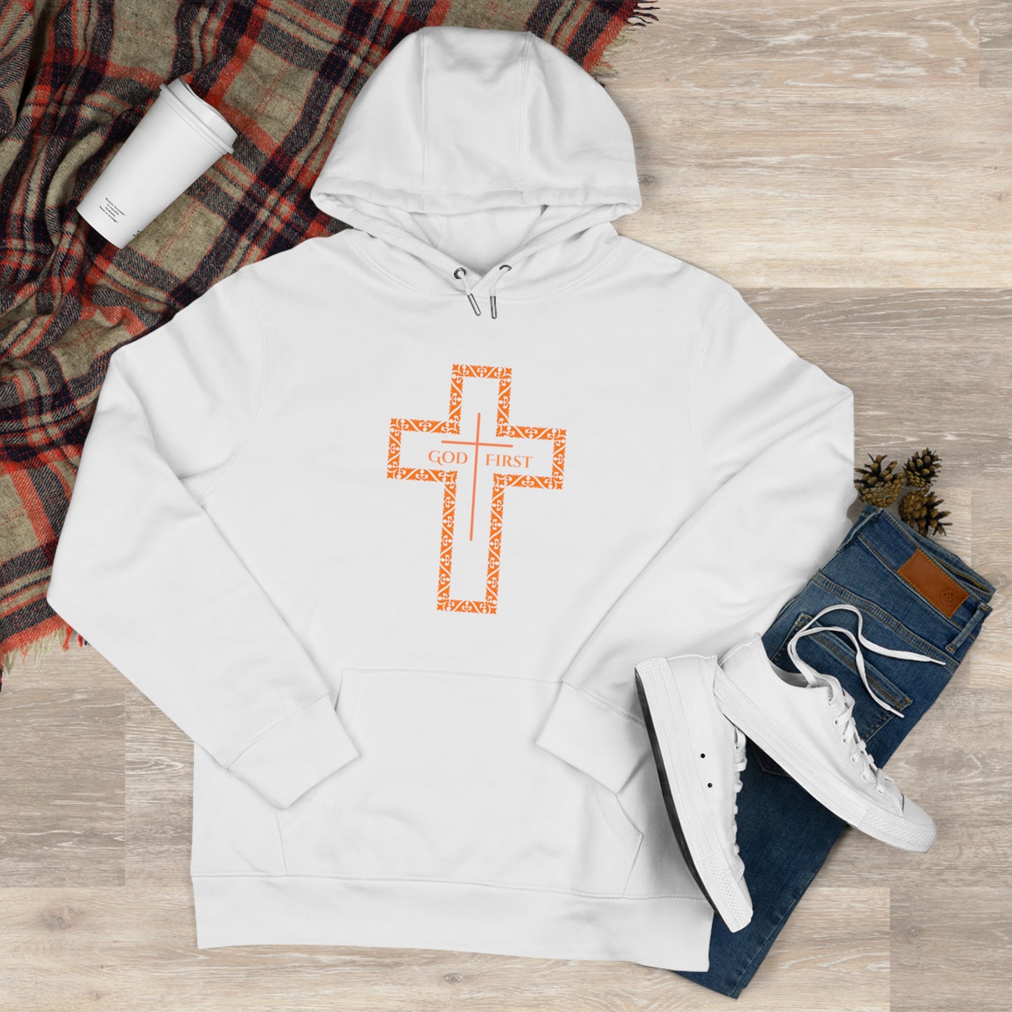 King Hooded Sweatshirt – God First Cross Design