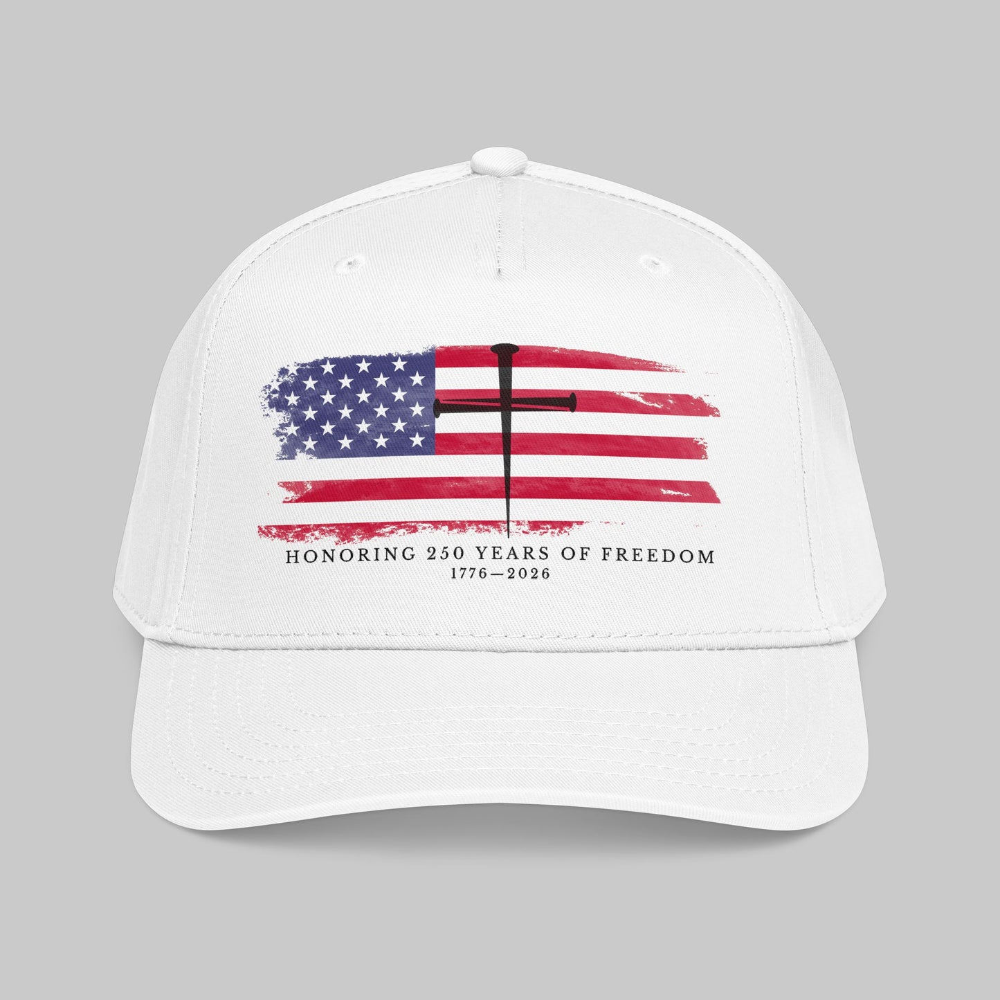 ✝️ Faith, Worn Daily Patriotic Cross Hat — 250 Years of Freedom Edition (1776–2026)