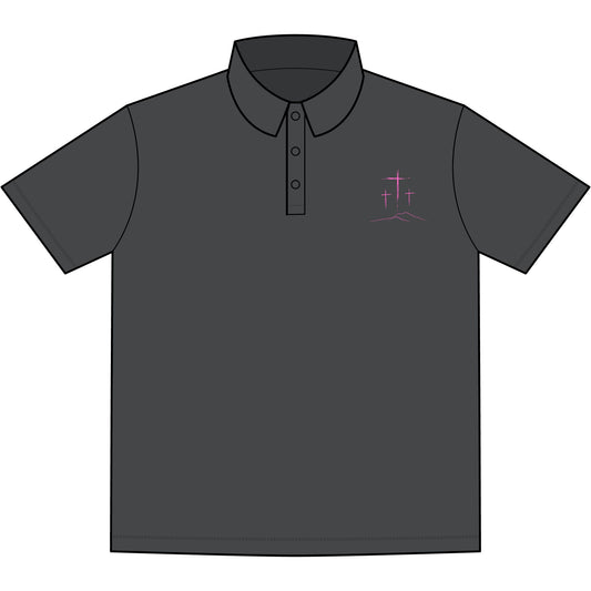 Men's 3 Pink Crosses -  Jersey Polo Shirt — Embroidered Chest (Great looking)