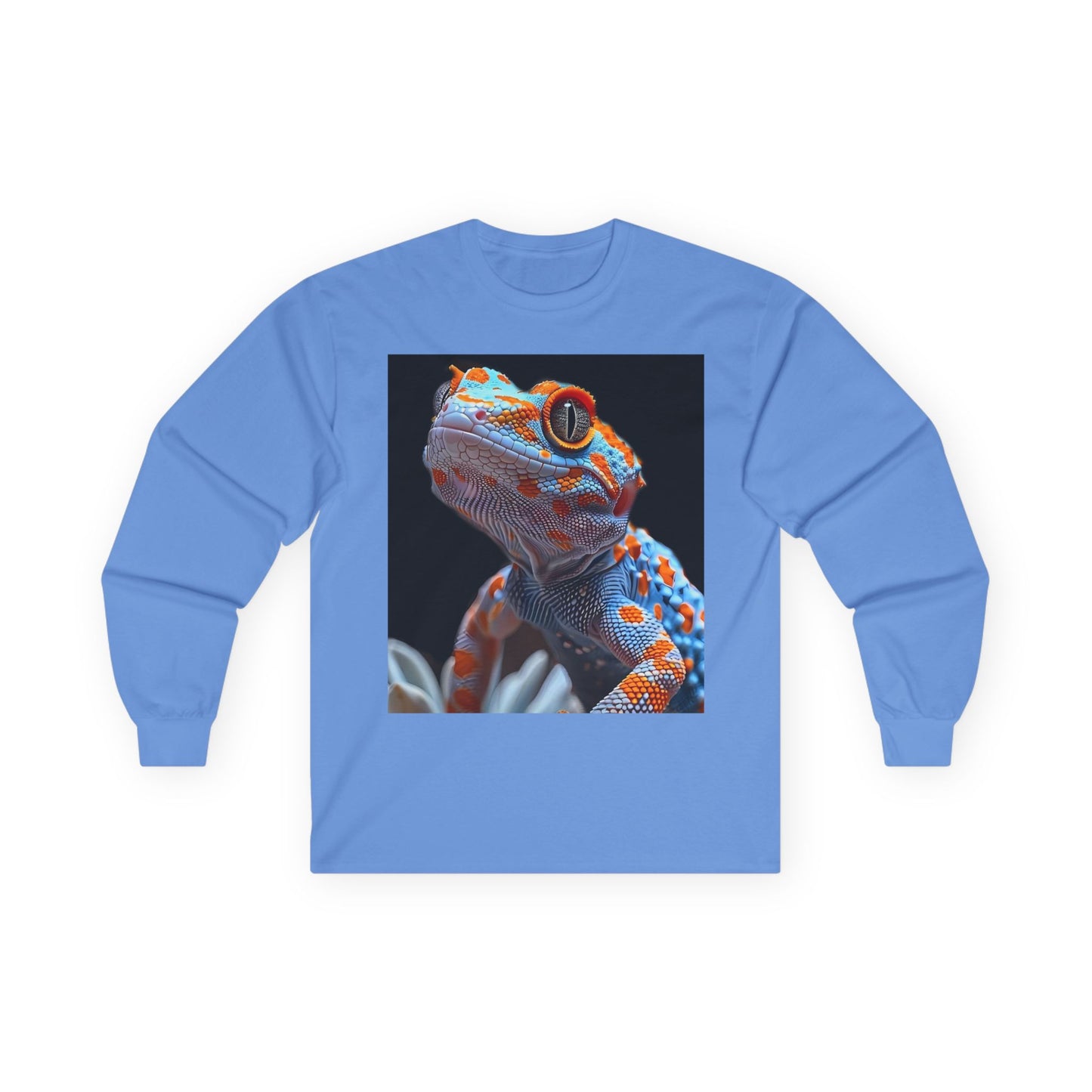 Long Sleeve T-Shirt - Black Shirt Bright Colors with Lizard