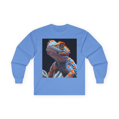 Long Sleeve T-Shirt - Black Shirt Bright Colors with Lizard