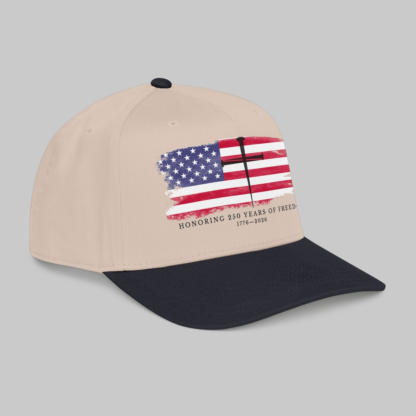 ✝️ Faith, Worn Daily Patriotic Cross Hat — 250 Years of Freedom Edition (1776–2026)