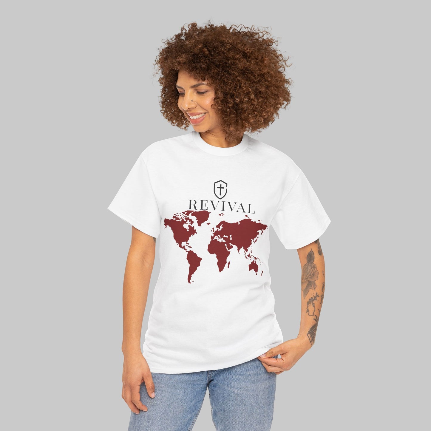 ✝️ REVIVAL World Map Tee — Faith in Motion T-Shirt