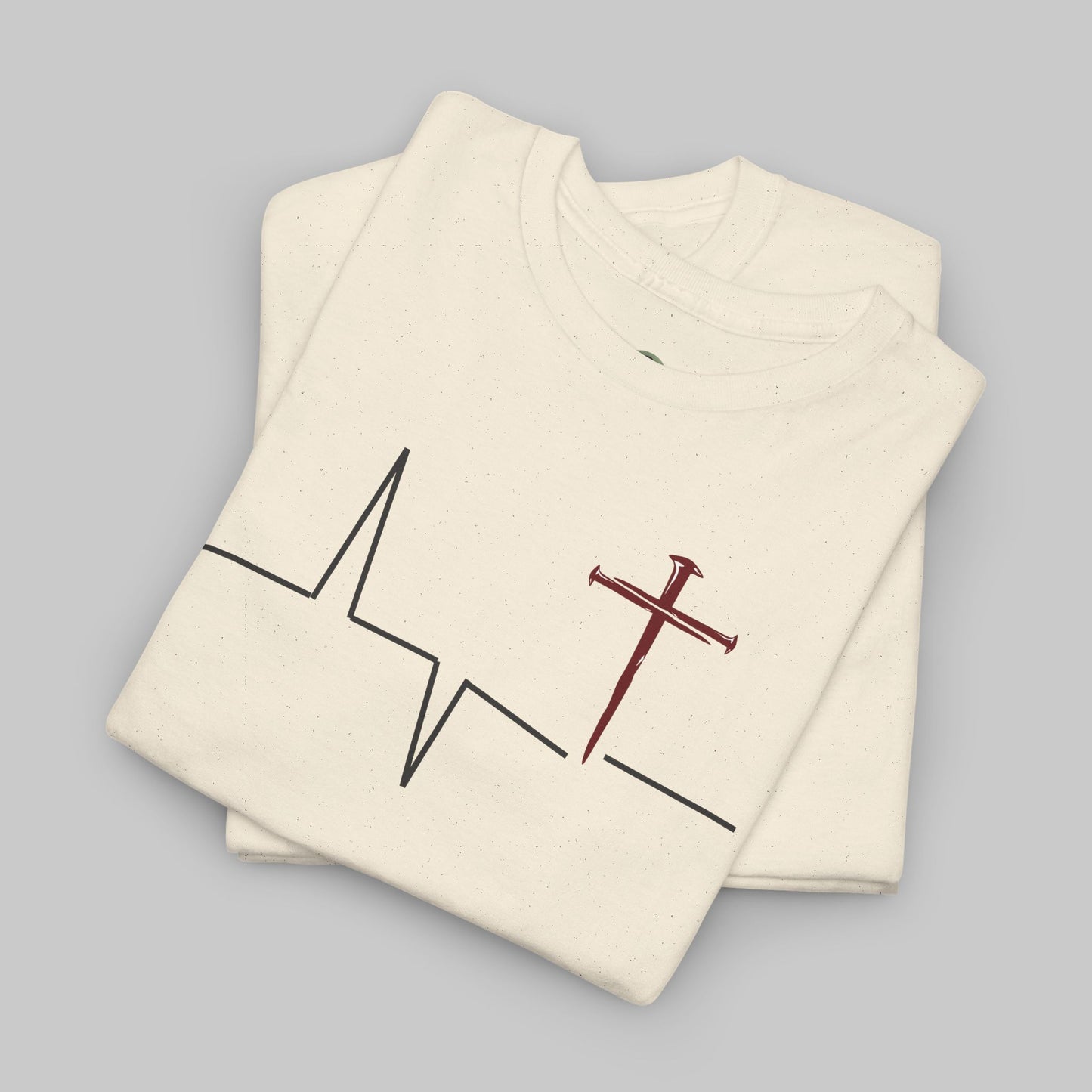 ✝️ Heartbeat Cross Tee — Faith-Inspired Minimalist T-Shirt