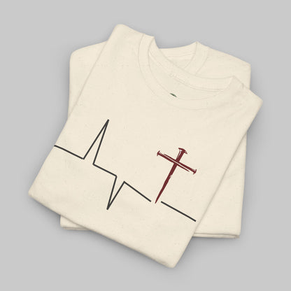 ✝️ Heartbeat Cross Tee — Faith-Inspired Minimalist T-Shirt