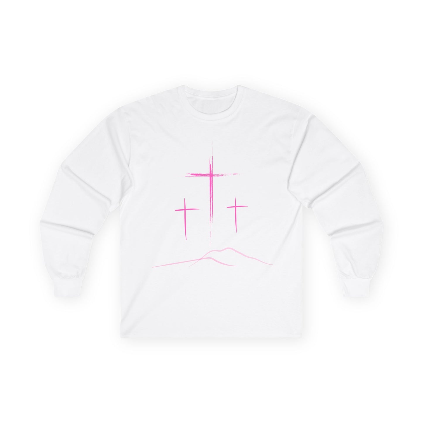 Long Sleeve Tee - Minimal 3 Pink Cross Design